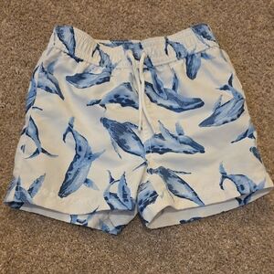Janie and Jack White Shorts with Blue Whale Pattern